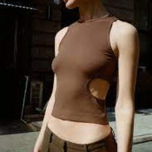 Brown Sandy Liang Cutout Tank Small